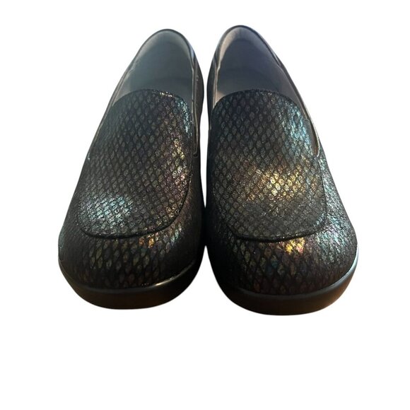 Alegria Womens Black Iridescent Slip-On Loafers  Emma Wedge Clogs Size 39 Size 9 - Picture 10 of 10